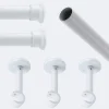 Kit de tringle à rideaux Blanc 250cm Diam.20mm Embout Chapeau - Fixation Mur - Boulet
