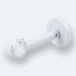 Kit de tringle à rideaux Blanc 300cm Diam.20mm Embout Cylindre Bois - Fixation Mur - Boulet