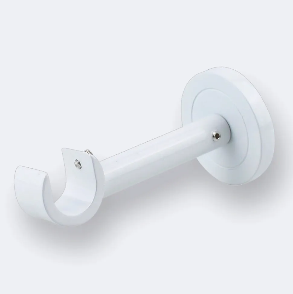 Kit de tringle à rideaux Blanc 300cm Diam.20mm Embout Cylindre Bois - Fixation Mur - Boulet