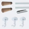 Kit de tringle à rideaux Blanc 300cm Diam.20mm Embout Cône Bois - Fixation Plafond - Boulet