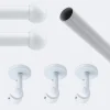 Kit de tringle à rideaux Blanc 250cm Diam.20mm Embout Boule - Fixation Plafond - Boulet