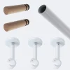 Kit de tringle à rideaux Blanc 250cm Diam.20mm Embout Cylindre Bois - Fixation Mur - Boulet