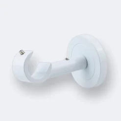 Kit de tringle à rideaux Blanc 200cm Diam.20mm Embout Pommeau - Fixation Plafond - Boulet