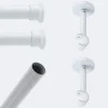 Kit de tringle à rideaux Blanc 200cm Diam.20mm Embout Chapeau - Fixation Mur - Boulet