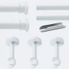 Kit de tringle à rideaux Blanc 300cm Diam.20mm Embout Chapeau - Fixation Mur - Boulet