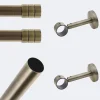 Kit de tringle à rideaux Bronze 200cm Diam.28mm Embout Cylindre 2ST - Fixation Mur - Boulet