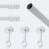 Kit de tringle à rideaux Blanc 250cm Diam.20mm Embout Cylindre 2ST - Fixation Mur - Boulet