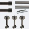 Kit de tringle à rideaux Carbone 300cm Diam.20mm Embout Capuchon - Fixation Mur - Boulet