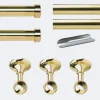 Kit de tringle à rideaux Laiton Poli Verni 300cm Diam.20mm Embout Capuchon - Fixation Plafond - Boulet