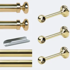 Kit de tringle à rideaux Laiton Poli Verni 300cm Diam.20mm Embout Regency - Fixation Mur - Boulet