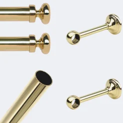 Kit de tringle à rideaux Laiton Poli Verni 150cm Diam.20mm Embout Regency - Fixation Mur - Boulet