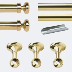 Kit de tringle à rideaux Laiton Poli Verni 300cm Diam.20mm Embout Regency - Fixation Plafond - Boulet
