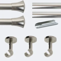 Kit de tringle à rideaux Nickel Mat 300cm Diam.20mm Embout Pommeau - Fixation Plafond - Boulet
