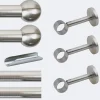 Kit de tringle à rideaux Nickel Mat 300cm Diam.28mm Embout Boule - Fixation Mur - Boulet