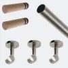 Kit de tringle à rideaux Nickel Mat 250cm Diam.20mm Embout Cylindre Bois - Fixation Plafond - Boulet