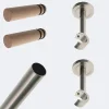 Kit de tringle à rideaux Nickel Mat 200cm Diam.20mm Embout Cylindre Droit Bois - Fixation Mur - Boulet