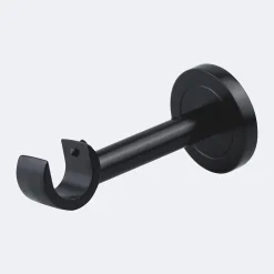 Kit de tringle à rideaux Noir Mat 150cm Diam.20mm Embout Cylindre Bois - Fixation Mur - Boulet