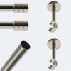 Kit de tringle à rideaux Nickel Mat 150cm Diam.20mm Embout Cylindre - Fixation Mur - Boulet