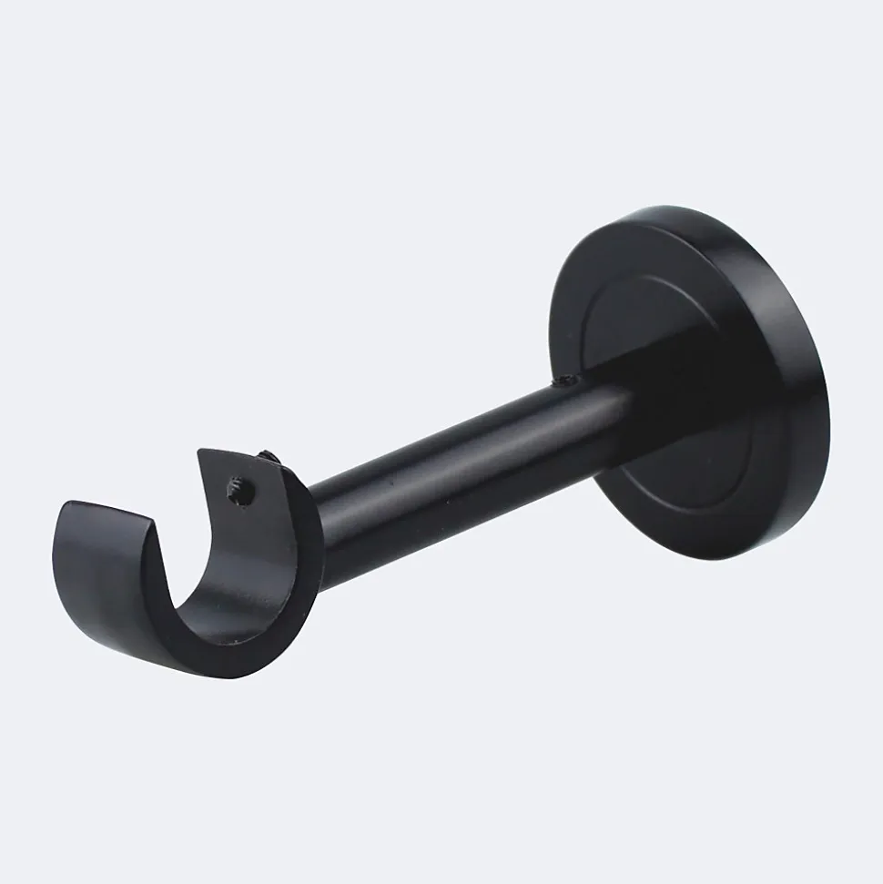 Kit de tringle à rideaux Noir Mat 300cm Diam.20mm Embout Cône Bois - Fixation Mur - Boulet
