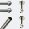 Kit de tringle à rideaux Nickel Mat 150cm Diam.20mm Embout Boule - Fixation Mur - Boulet