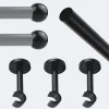 Kit de tringle à rideaux Noir Mat 250cm Diam.20mm Embout Boule - Fixation Mur - Boulet