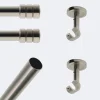 Kit de tringle à rideaux Nickel Mat 150cm Diam.20mm Embout Cylindre - Fixation Plafond - Boulet