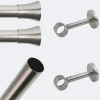 Kit de tringle à rideaux Nickel Mat 150cm Diam.28mm Embout Pommeau - Fixation Mur - Boulet