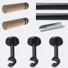 Kit de tringle à rideaux Noir Mat 300cm Diam.20mm Embout Cylindre Bois - Fixation Mur - Boulet