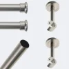 Kit de tringle à rideaux Nickel Mat 150cm Diam.20mm Embout Chapeau - Fixation Mur - Boulet