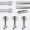 Kit de tringle à rideaux Nickel Mat 300cm Diam.20mm Embout Capuchon - Fixation Mur - Boulet