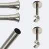 Kit de tringle à rideaux Nickel Mat 150cm Diam.20mm Embout Pommeau Lisse - Fixation Mur - Boulet