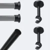 Kit de tringle à rideaux Noir Mat 200cm Diam.20mm Embout Chapeau - Fixation Mur - Boulet