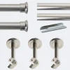 Kit de tringle à rideaux Nickel Mat 300cm Diam.20mm Embout Chapeau - Fixation Mur - Boulet