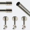 Kit de tringle à rideaux Nickel Mat 250cm Diam.20mm Embout Cylindre 2ST - Fixation Mur - Boulet