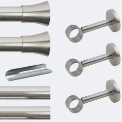 Kit de tringle à rideaux Nickel Mat 300cm Diam.28mm Embout Pommeau - Fixation Mur - Boulet
