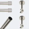 Kit de tringle à rideaux Nickel Mat 150cm Diam.20mm Embout Capuchon - Fixation Mur - Boulet