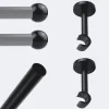 Kit de tringle à rideaux Noir Mat 200cm Diam.20mm Embout Boule - Fixation Mur - Boulet