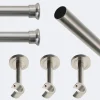 Kit de tringle à rideaux Nickel Mat 250cm Diam.20mm Embout Chapeau - Fixation Mur - Boulet