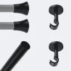 Kit de tringle à rideaux Noir Mat 200cm Diam.20mm Embout Pommeau - Fixation Mur - Boulet