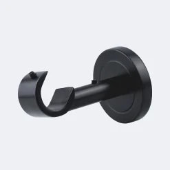 Kit de tringle à rideaux Noir Mat 200cm Diam.20mm Embout Pommeau - Fixation Mur - Boulet