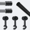 Kit de tringle à rideaux Noir Mat 250cm Diam.20mm Embout Cylindre 2ST - Fixation Mur - Boulet