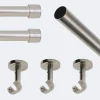 Kit de tringle à rideaux Nickel Mat 250cm Diam.20mm Embout Capuchon - Fixation Plafond - Boulet