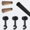 Kit de tringle à rideaux Noir Mat 250cm Diam.20mm Embout Cône Bois - Fixation Mur - Boulet