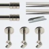 Kit de tringle à rideaux Nickel Mat 300cm Diam.20mm Embout Cylindre 2ST - Fixation Mur - Boulet