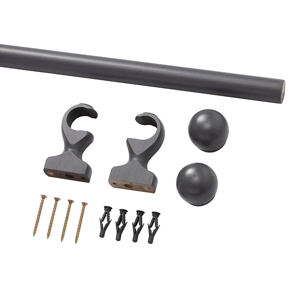 Kit de tringles à rideaux simple embout boule L.200cm x ⌀2.8cm mat gris foncé