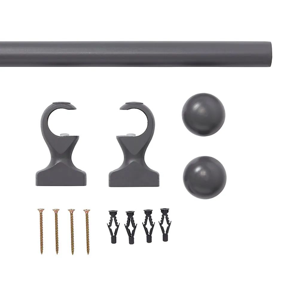 Kit de tringles à rideaux simple embout boule L.200cm x ⌀2.8cm mat gris foncé
