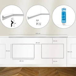 Kit DIY Encadrement Cimaise PX175 + 2 cadres PX201 + colle - Soubassement Orac