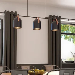 Kit tringle à rideau extensible industriel noir mat Araxos GoodHome L. 120/210 x Ø16/19 cm