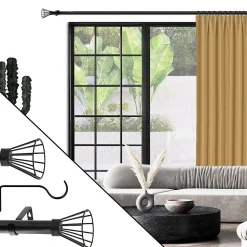 Kit tringle à rideaux extensible cône (200-360 cm - Noir)