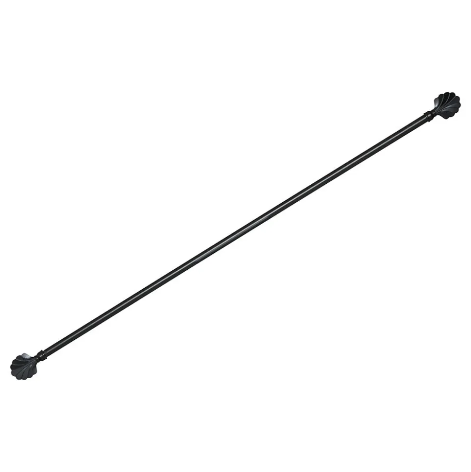Kit tringle à rideaux extensible avec embout éventail en métal (120-210 cm - Noir)